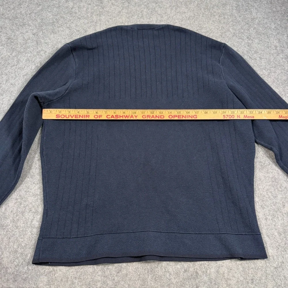 Lacoste Dark Navy Blue Ribbed Knit Crew Neck Pullover Sweater Men's Size‎ XL